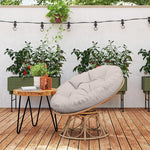 Papasan Chair, 360° Rotatable Wicker, Light Gray