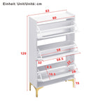 Modern Shoe Cabinet, 3-Tier Storage Metal Feet Entryway, White