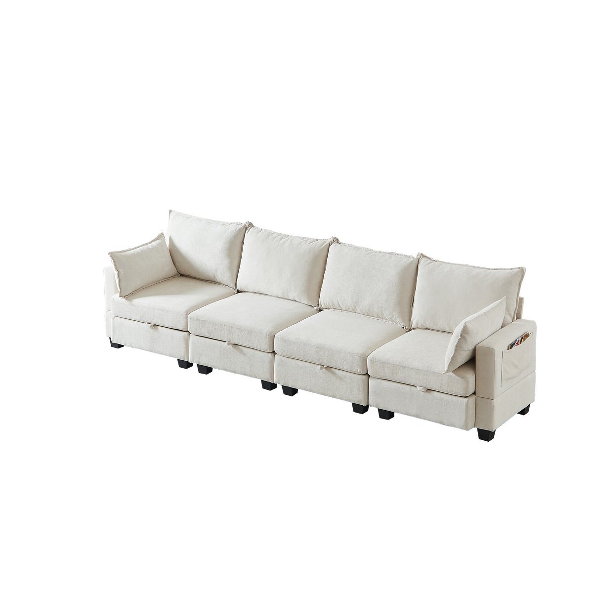 Modular Corner Sofa U-Shaped 6-Seater Storage Ottoman Chaise - Chenille