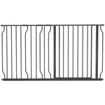 Dog Gate, Adjustable 75-145 cm, 2-Way Opening, Double Lock, ABS Steel Black