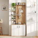 Coat Rack, 75x33x180cm Wardrobe, Shoe Storage & Hooks, Wood & White