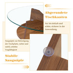 Round Side Table Ø 80 cm Safety Glass Top Multifunctional Walnut-Finish MDF