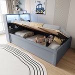 Multifunctional Hydraulic Sofa Bed 90x200 with Storage & LED, Grey