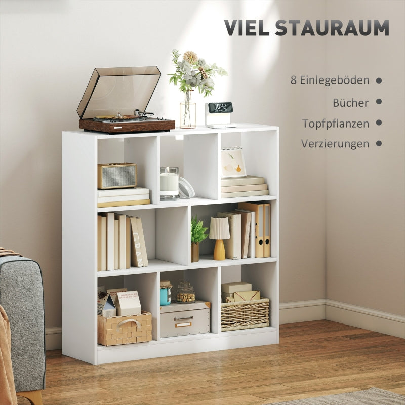 Bookcase Shelf, 8 Shelves, White