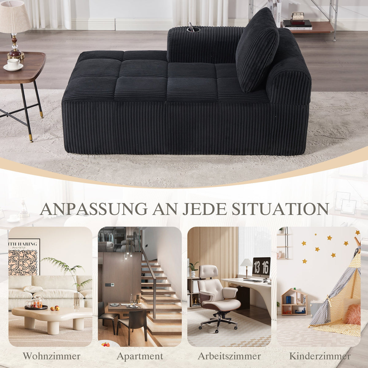 Cozy Recliner Sofa, No Assembly, Side Pocket, Drink Holder - Corduroy