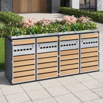 Garbage Can Enclosure with Diamond Ventilation and Four Lockable Doors, Planting Area, Steel