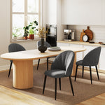 Dining Chairs, Set of 4 Armless Steel Legs, Velvet Look Grey