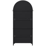 Tall Arched Storage Cabinet with Drawers, Doors & Open Display Area - Black