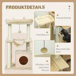Cat Tree, Scratching Post, Perch, Hammock, Cream