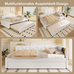 Daybed Sofa Bed 90x200cm Pull-Out Bed Lamp USB/Type-C - Fleece Imitation White