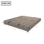 Upholstered Bed, 180x200cm LED Floating with Storage, Grey
