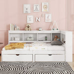 Daybed Sofa Bed 90x200cm 2 Drawers Power Outlet USB - White Chipboard