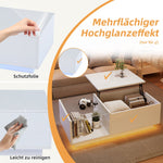 LED Coffee Table, High-Gloss Height-Adjustable Hidden Storage 50x100 cm