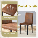 Minimalist Dining Chairs Set of 2 with Metal Legs, Brown Woven Fabric