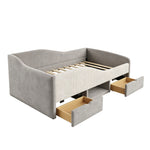 Upholstered Children's Bed 90x190 with Drawers, Grey Velvet