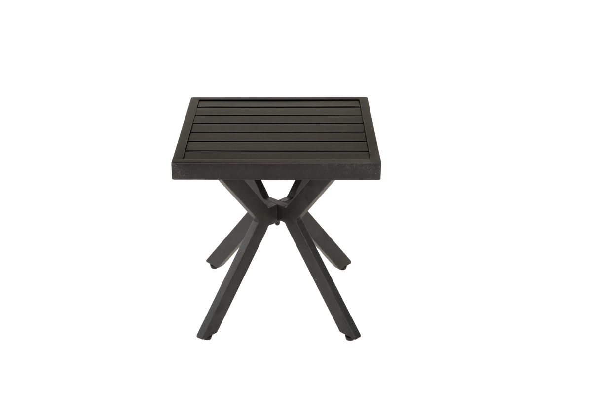 Outdoor Aluminum Square Side Table End Table, Weather Resistant, Dark Brown