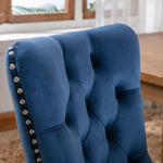 Nikki Collection Tufted Velvet Upholstered Dining Chair Nailhead Trim 2-Pcs Set - Blue