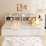 Sofa Bed 90x200 cm with Hydraulic Storage & LED - White