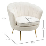 Armchair, Upholstered Shell-Shaped Recliner, Fleece, White
