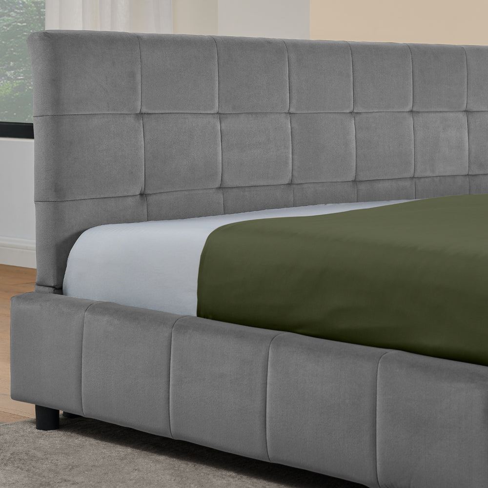 Double bed 160x200cm Upholstered Velvet, Sturdy Frame, Easy Assembly, Dark Grey