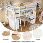 Bunk Bed Children's Storage Shelf Safety Railing Angled Ladder 90x200cm, Pine Chipboard White