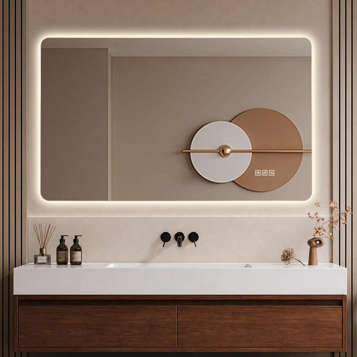 LED Bathroom Mirror 60x100 cm - Backlit Dimmable HD Silver Glass