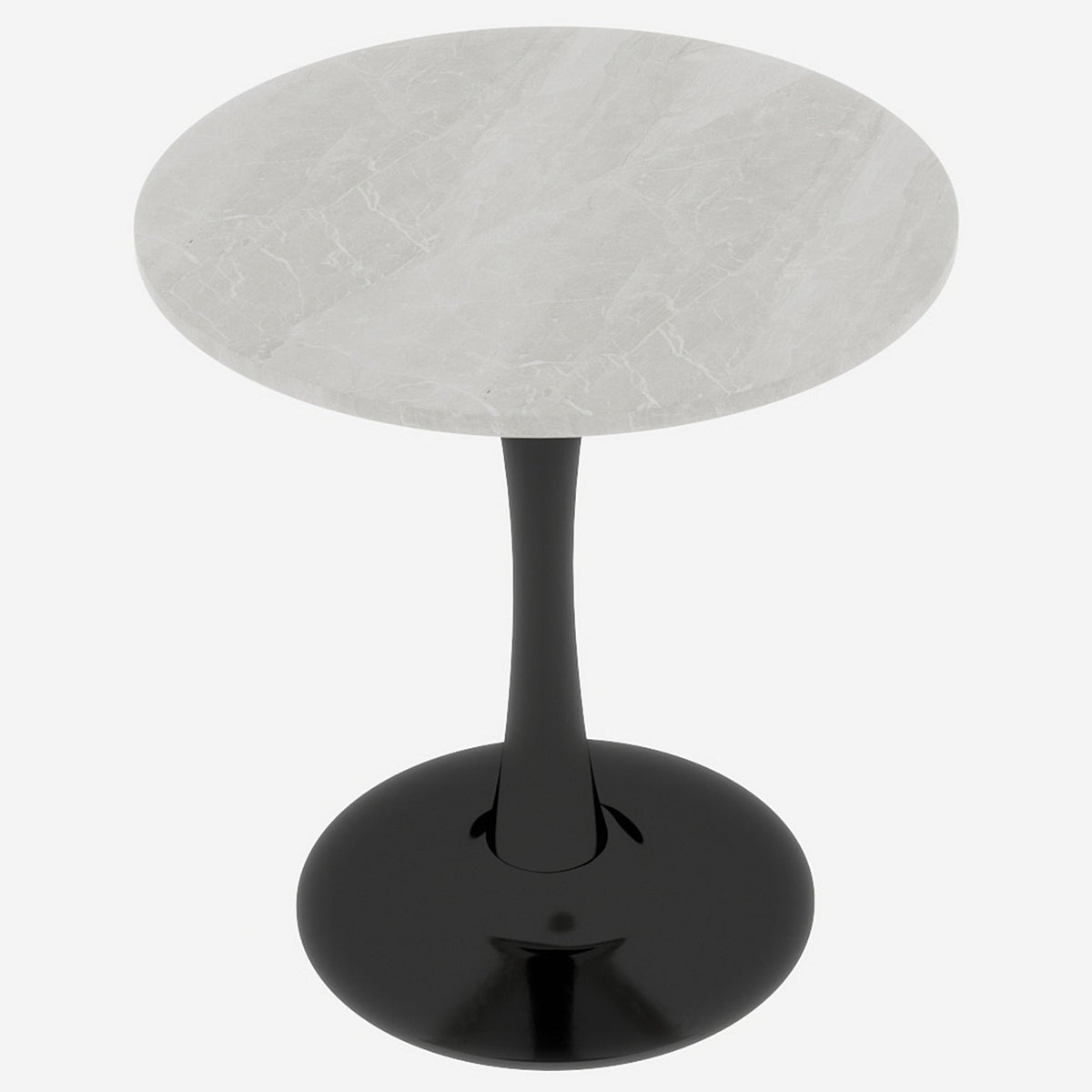 Coffee Table Round Marble Top Mid-Century Modern 27.6-inch - Black