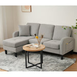 L-shaped Corner Sofa 3-Seater Chaise Longue Modular - Cotton-Linen