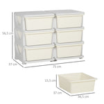 Plastic Storage Box, 6 Drawers, Toy Organizer, Cream White