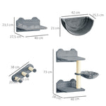 Cat Climbing Wall - 4 Pcs., Scratching Post, Cat Stairs, Hammock, Jumping Platform, Wood
