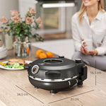 Electric Pizza Oven, 430℃, 1200W, 30cm Stone Plate, Stainless Steel, Black