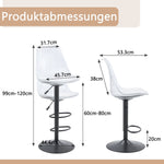 Bar Stool Set of 2 Adjustable Swivel PU Leather Transparent Back - Black Metal/PU
