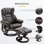 Recliner Massage Chair with Footstool, Reclining Function, Faux Leather Brown
