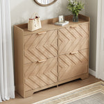 Shoe Cabinet with 4 Flip Drawers and 3D Textured Front, Space-Saving Entryway Storage, Wood White
