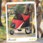 Dog Buggy Foldable, Reclining Cushion, Steel Frame, Red/Black