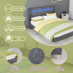Modern Upholstered Bed 140x200cm with LED Headboard & Mattress, Grey