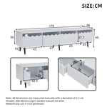 TV Stand, 176x38x45cm Lowboard with 2 Drawers & 2 Cabinets for up to 75 inch TVs, White