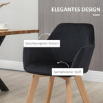 Kitchen Chairs, Set of 2 Ergonomic with Armrests, Polyester Wood, Black