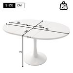 Extendable Dining Table Oval 100/140x100cm Modern Simple - White
