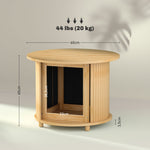 Bamboo Coffee Table, Hidden Storage Round Side Table, Natural