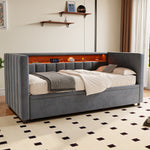 Multifunctional Sofa Bed 90x190cm, Pull-Out & Storage, Gray Velvet