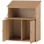 Garden Cabinet, Tool Shed with Folding Shelf & Double Doors, Natural Wood