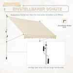 Folding Arm Awning, 300x150cm Height Adjustable Sunshade with Hand Crank, Aluminum Beige