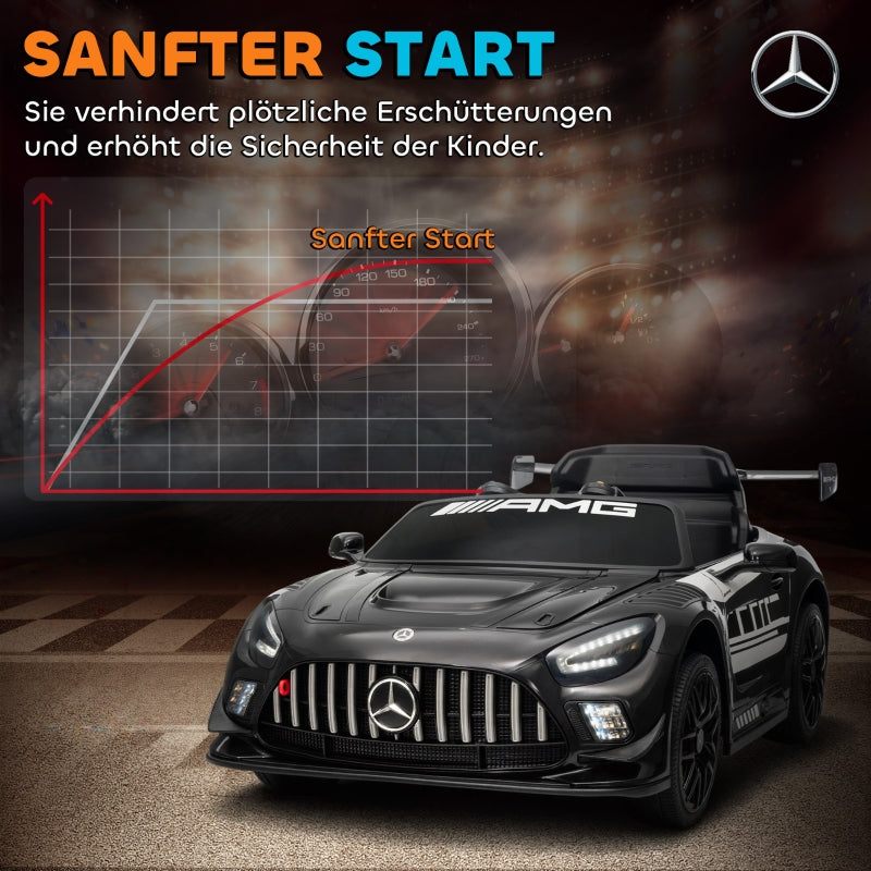 Mercedes Electric Ride-On Car with 12V Battery and LED Lights, Black