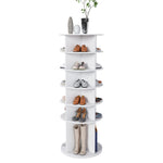 Rotating Shoe Rack 6-Tier 360° 24 Pair Capacity Boot Shelf - White