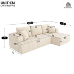Cloud Modular L-Shaped Corner Sofa with Low-Profile Design, Beige Chenille