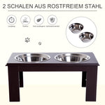 Dog Feeding Station, Non-Slip, 2 L Bowls, Grey