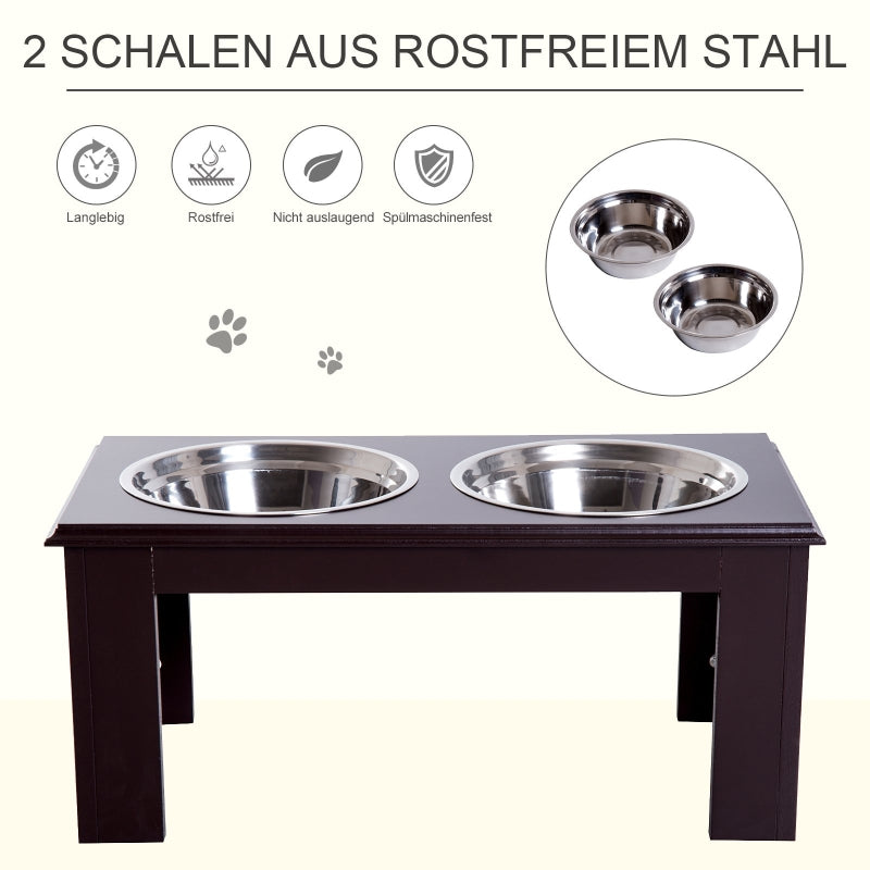 Dog Feeding Station, Non-Slip, 2 L Bowls, Grey