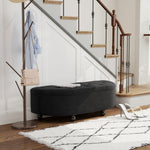 Storage Bench with Open Lid Upholstered 120x46x42cm, Dark Grey Velvet-Touch