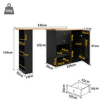 Rotating Bar Table Multifunctional Storage with 2 Drawers and Sliding Door Cabinet